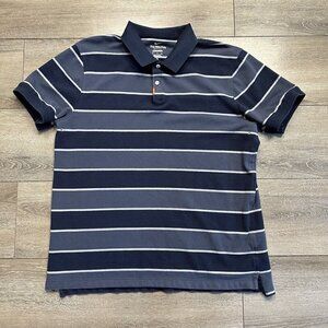 The Nike Polo Shirt Mens Size XL Slim Blue Striped Dri-Fit